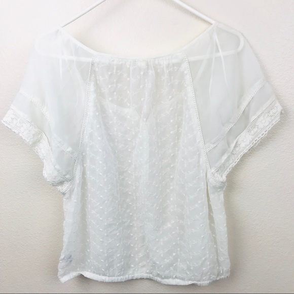 American Eagle Outfitters Ivory Eyelet Top - Picture 6 of 8